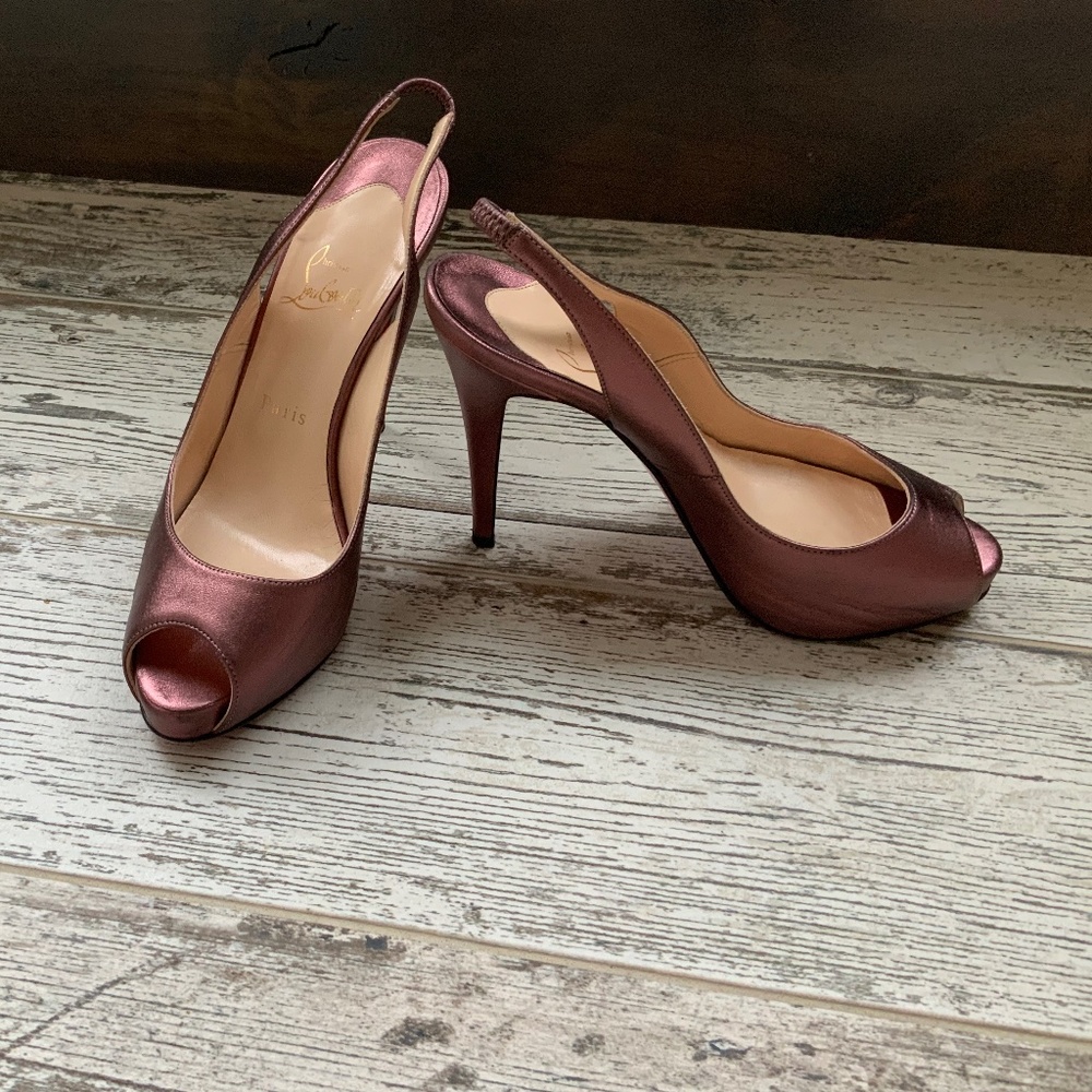 Christian Louboutin purple no prive peep-toe sling back heels💜